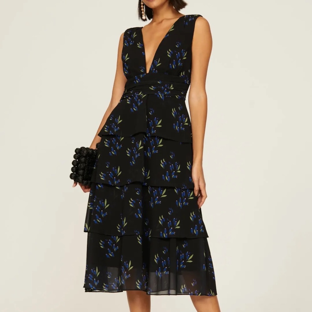 COPY - AMUR Rent the Runway Fiona Ruffle tiered midi dress sz 4 $548